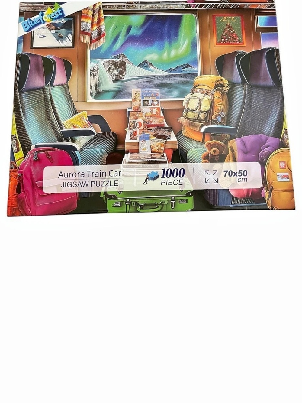 Blue Ocean Aurora Train Car Jigsaw Puzzle 1000-Piece Puzzle Blue Multicolor NWT